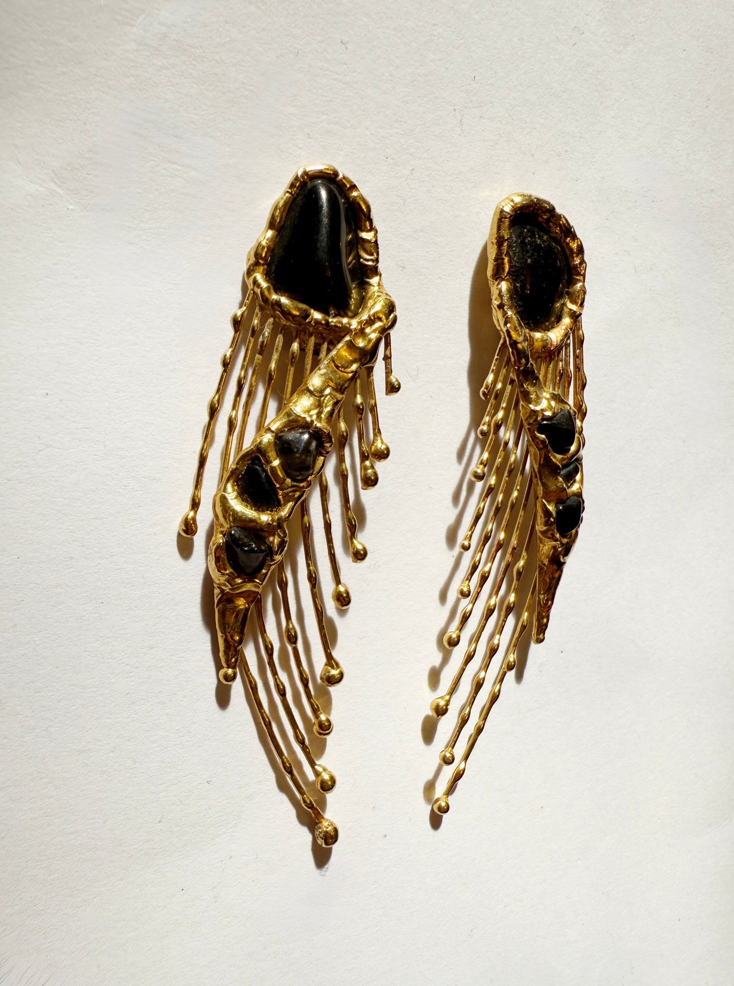 Vintage brutalist brass stud earrings