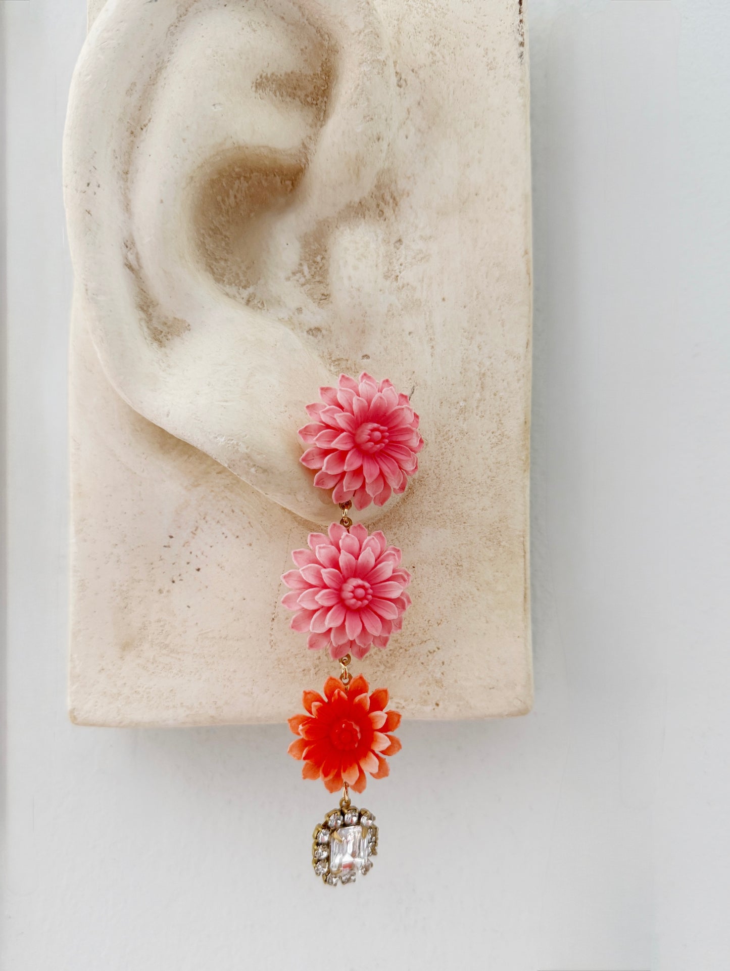 Persistence of Petals pink Dahlia earrings