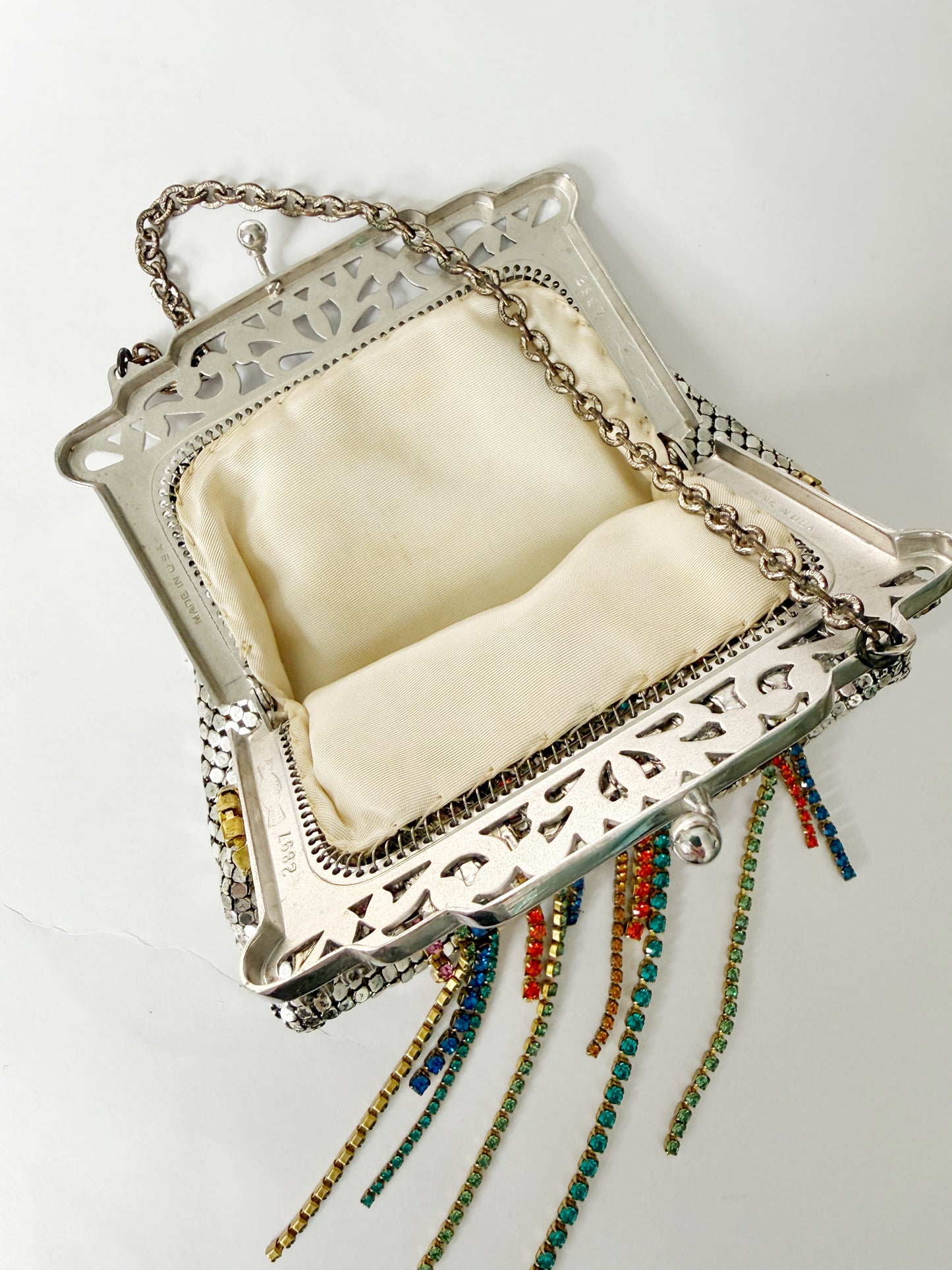 Colossal silver mesh purse