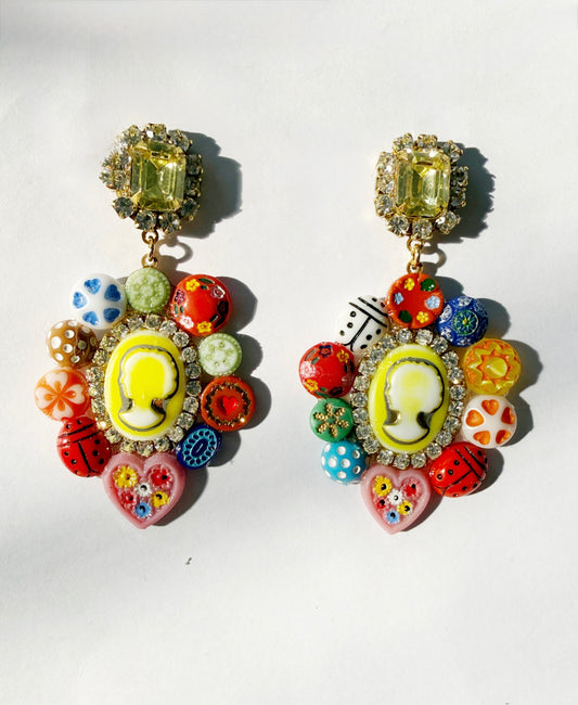 Cameo quilt earrings