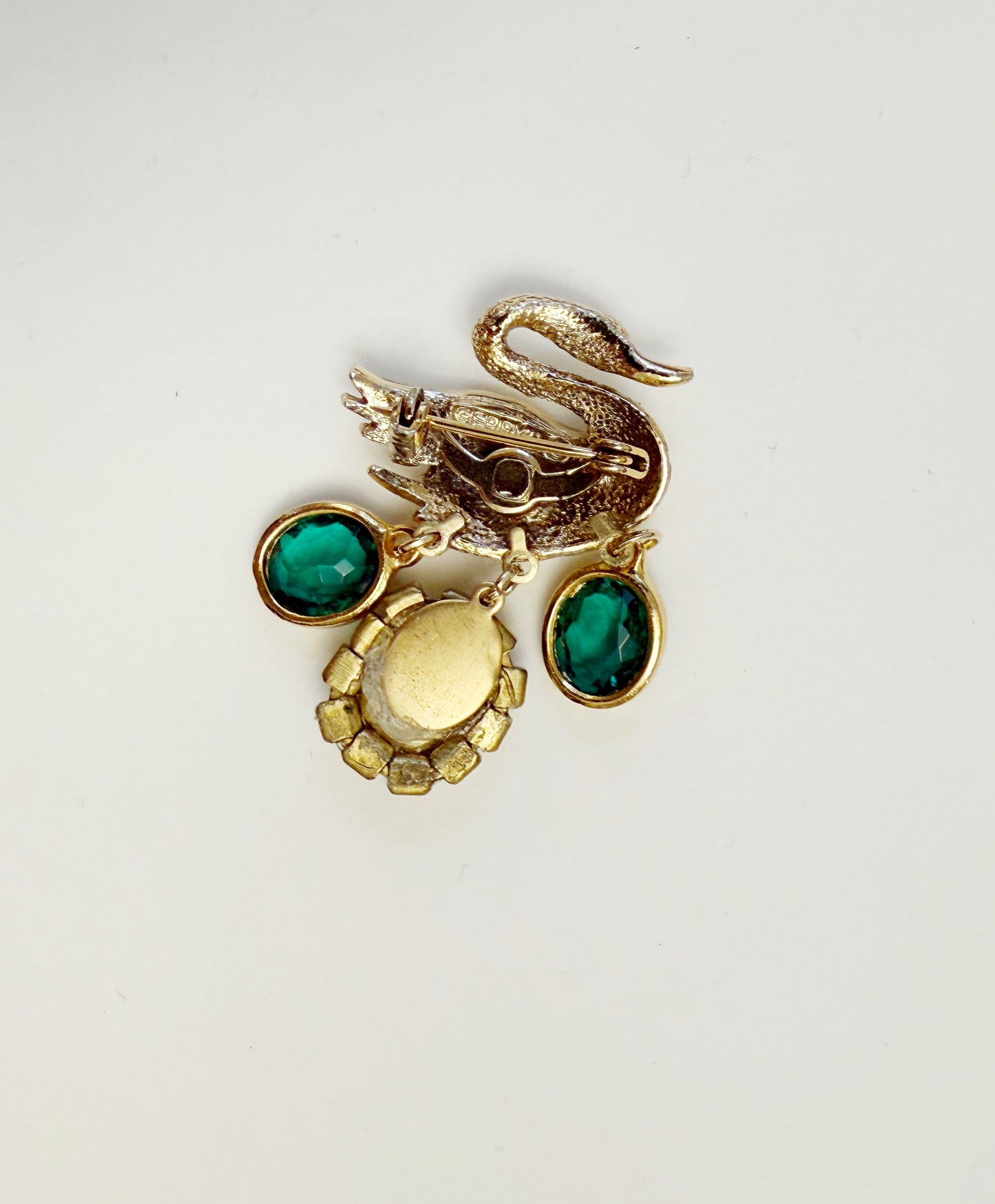 Emerald swan brooch