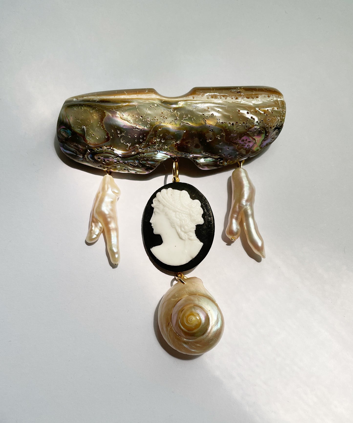 Goddess shell cameo barrette