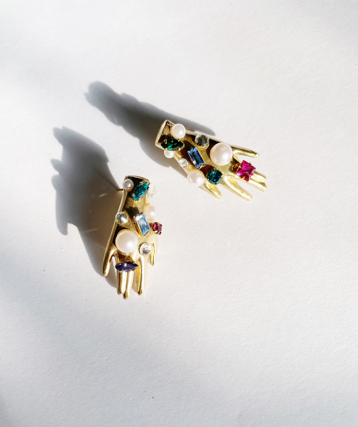 Mini confetti rhinestone hand earrings