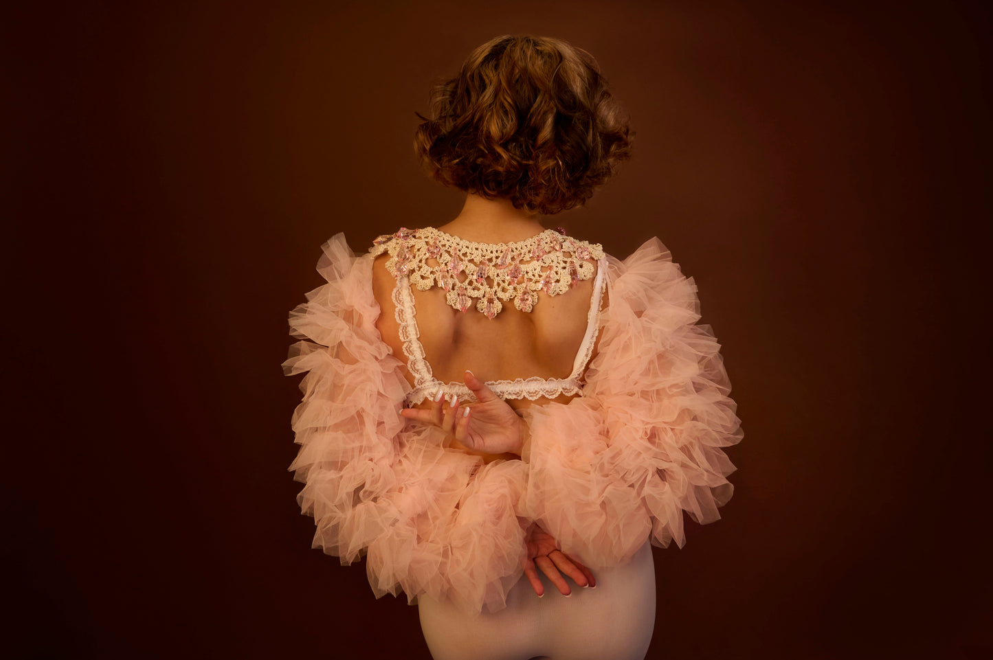 Pink chandelier bib necklace
