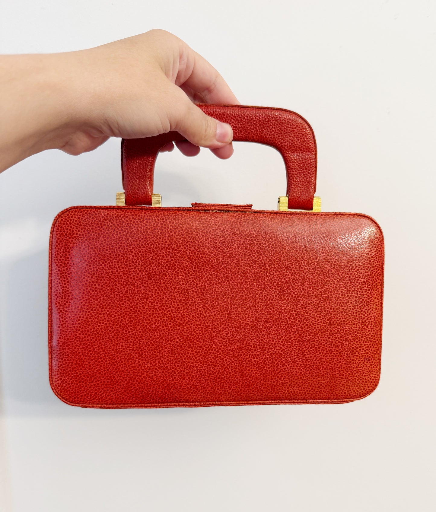 Vintage red leather alligator purse