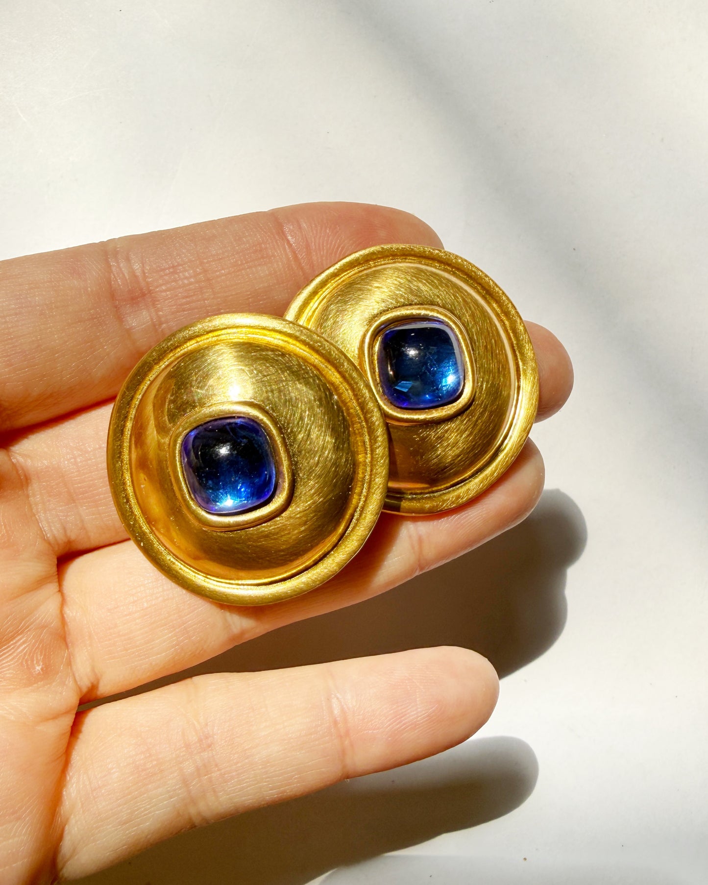 Vintage gold and blue studs