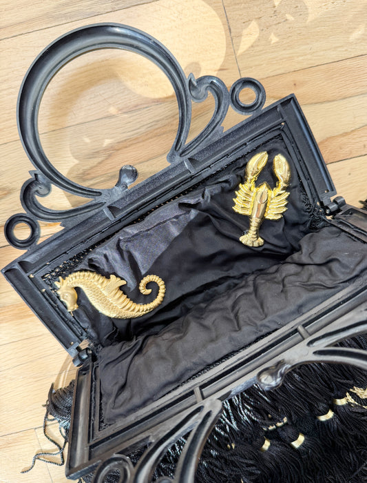 Gilded fringe tapestry purse