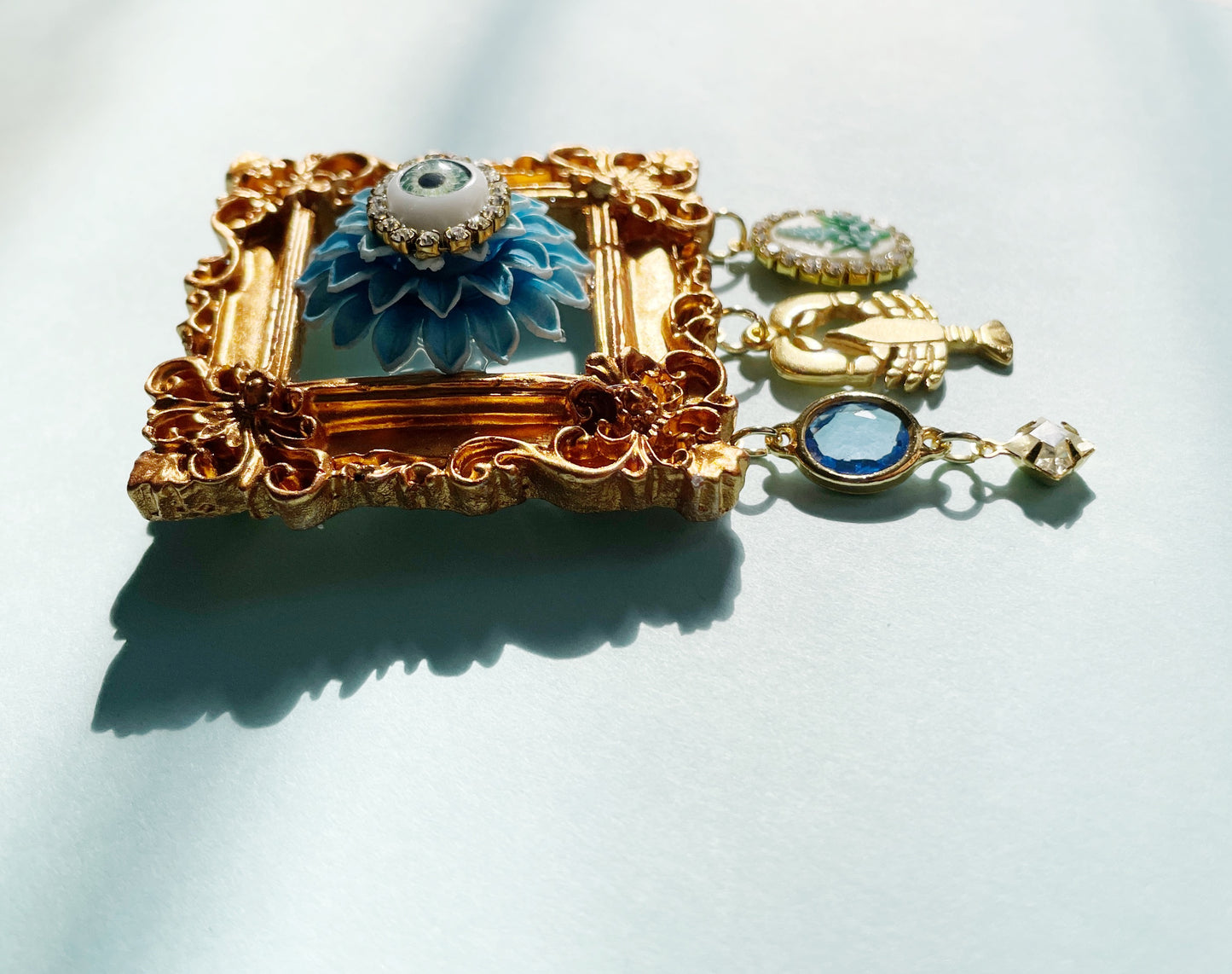 Surrealist living painting brooch