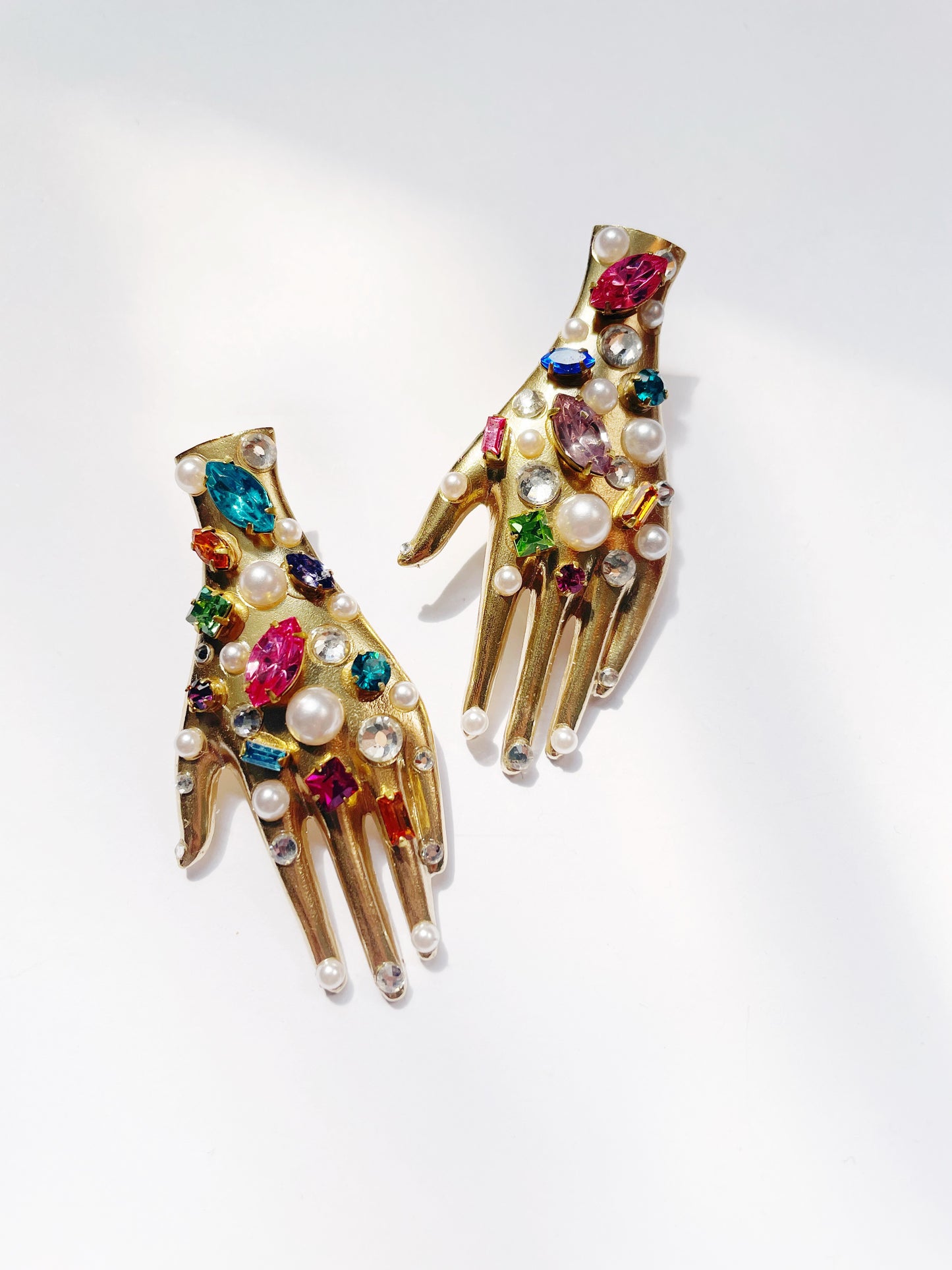 Confetti rhinestone ceramic hand earrings