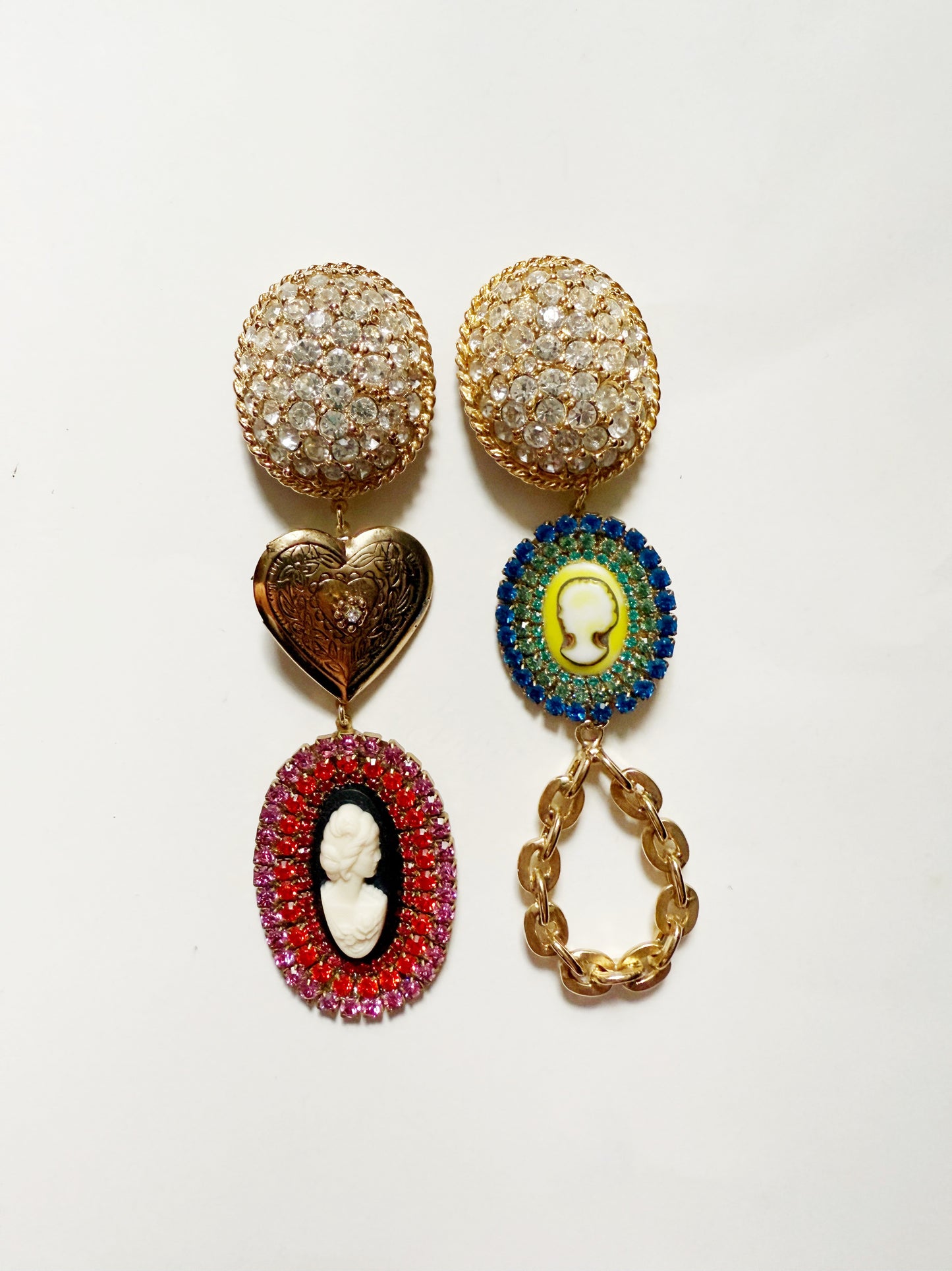 Cameo disco Clip On earrings