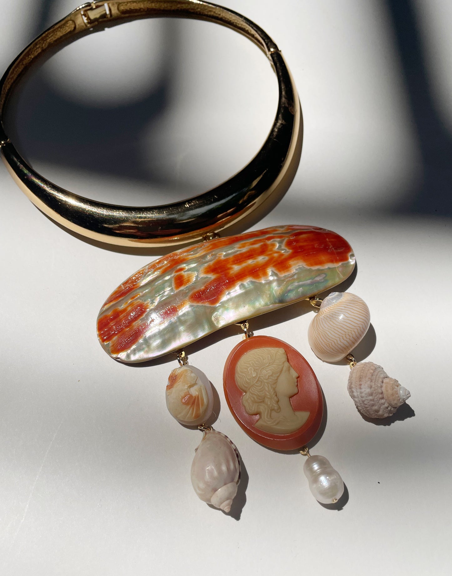 Dreamy abalone cameo shell choker