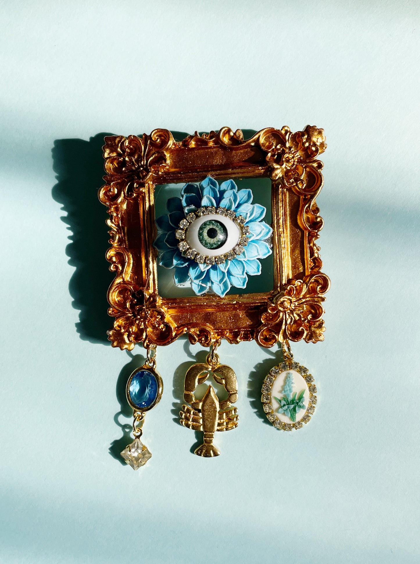 Surrealist living painting brooch