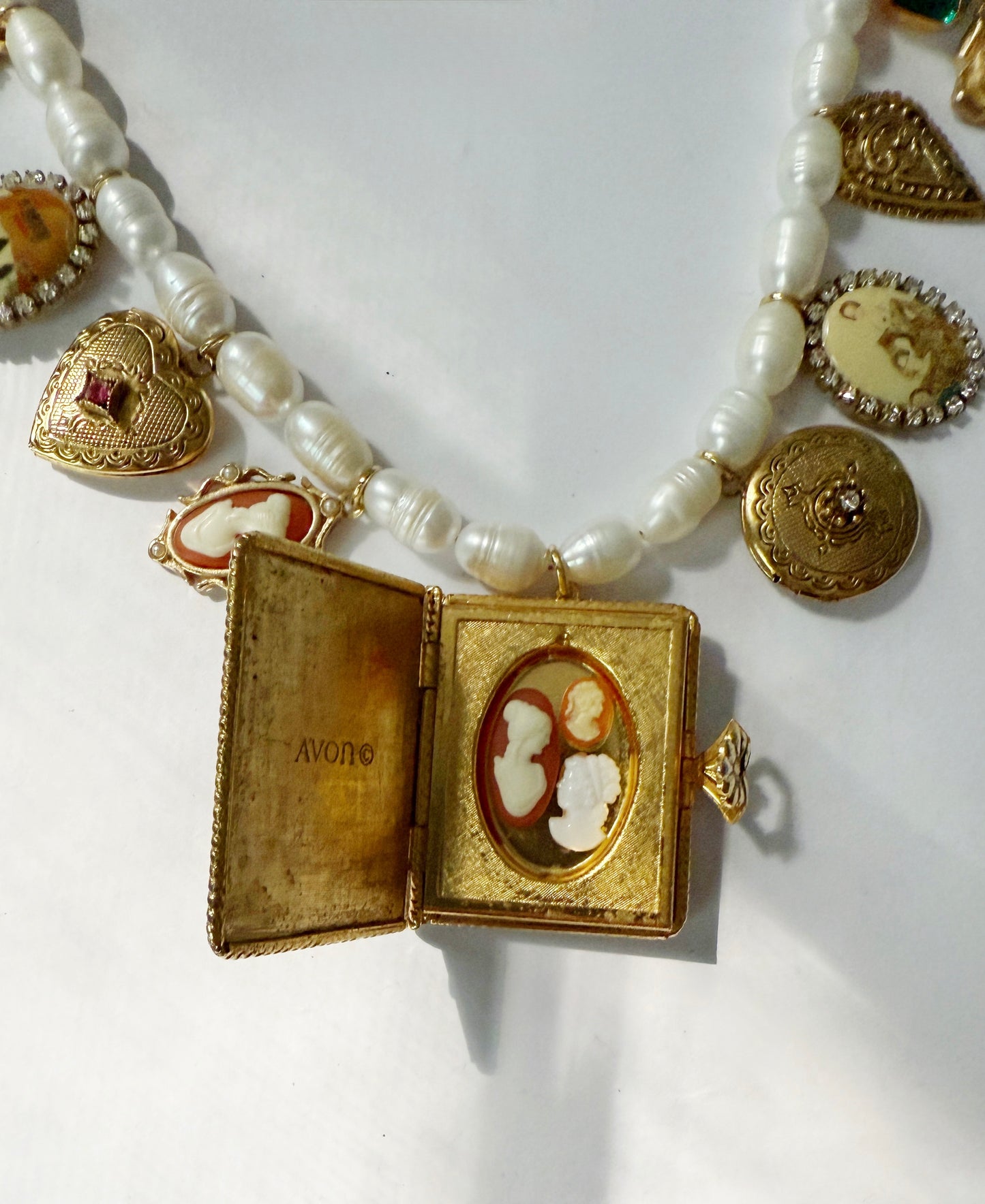 Cameo book charm necklace