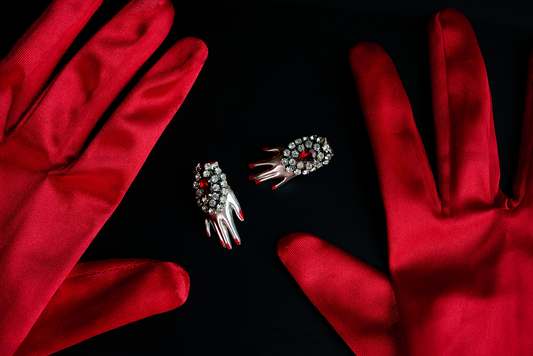 Regal rhinestone sterling silver hand earrings