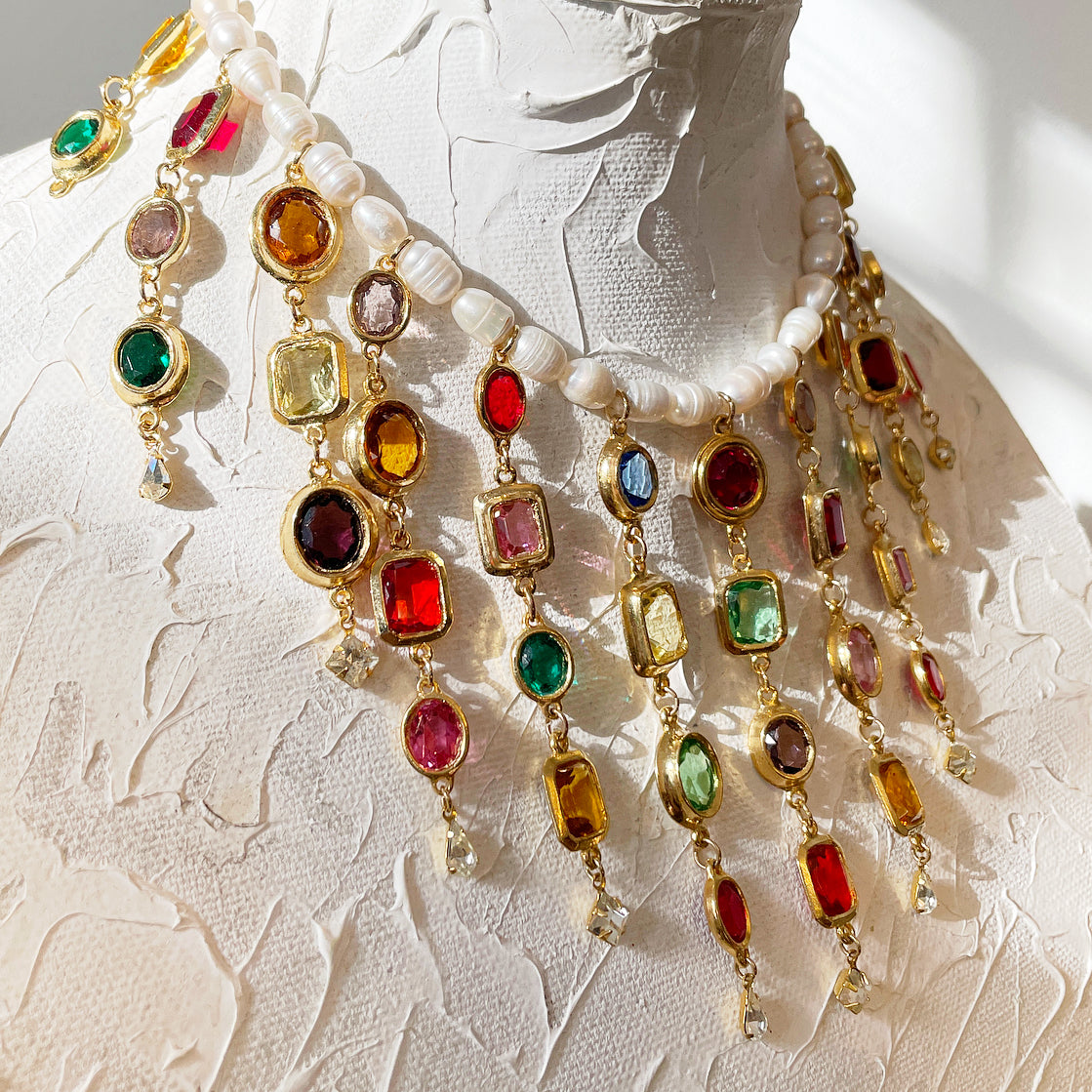Stained glass waterfall necklace