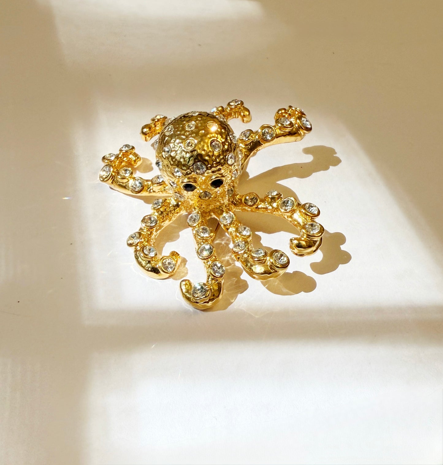 Vintage rhinestone octopus brooch