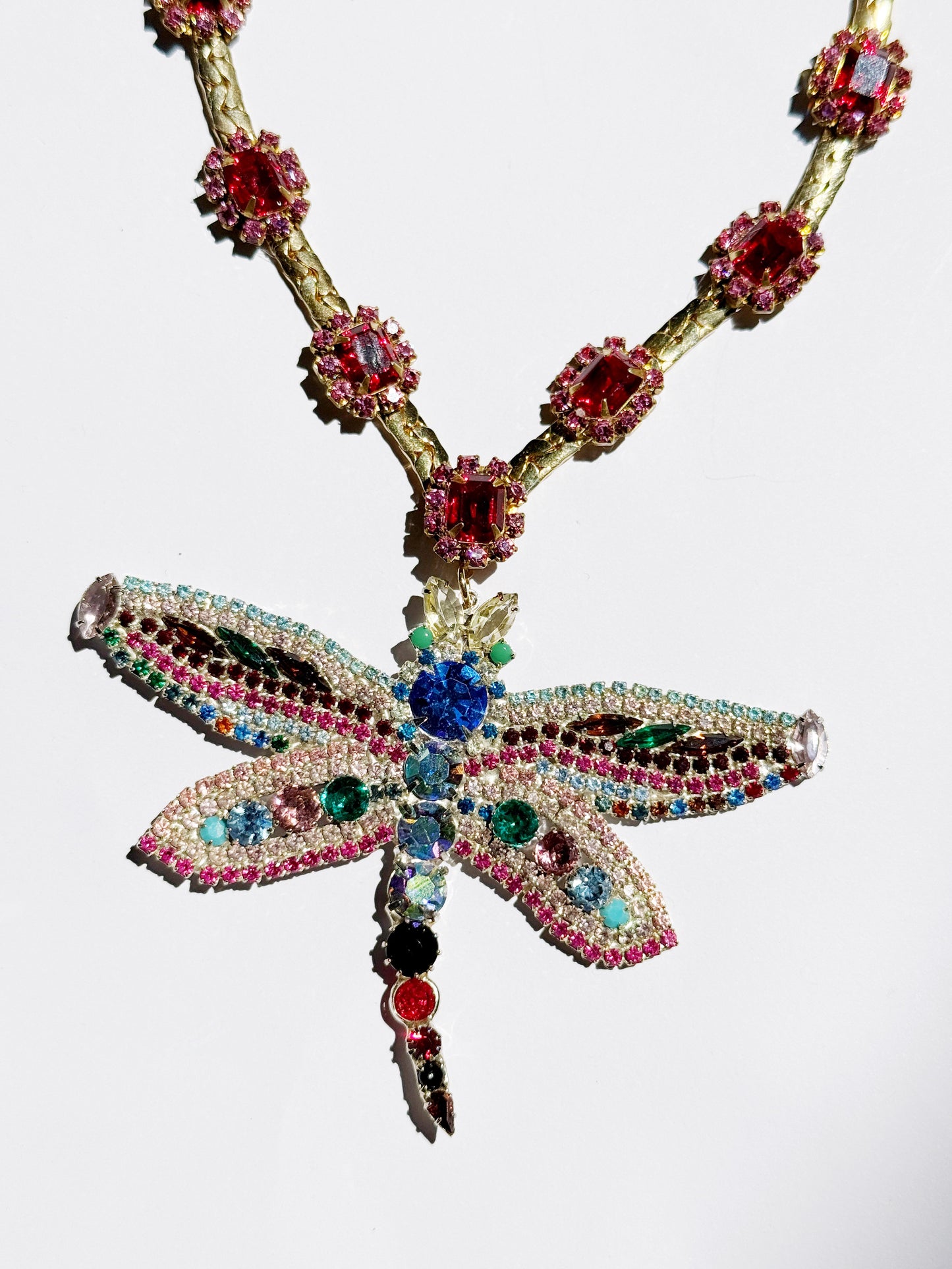Electric dragonfly rhinestone choker