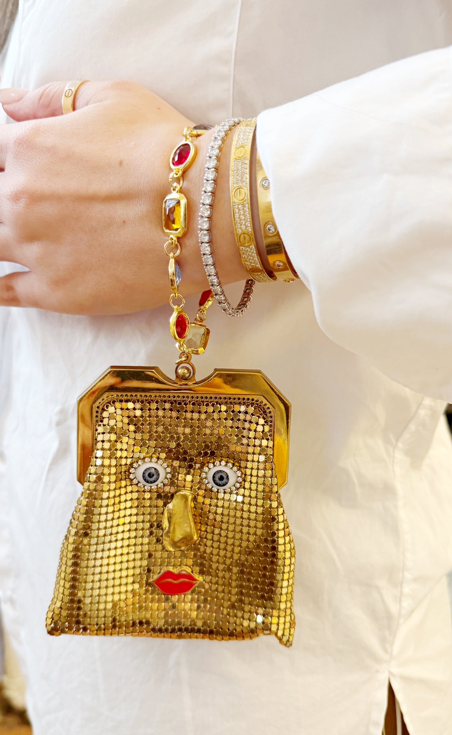 Ode to the masters gold mesh bracelet purse