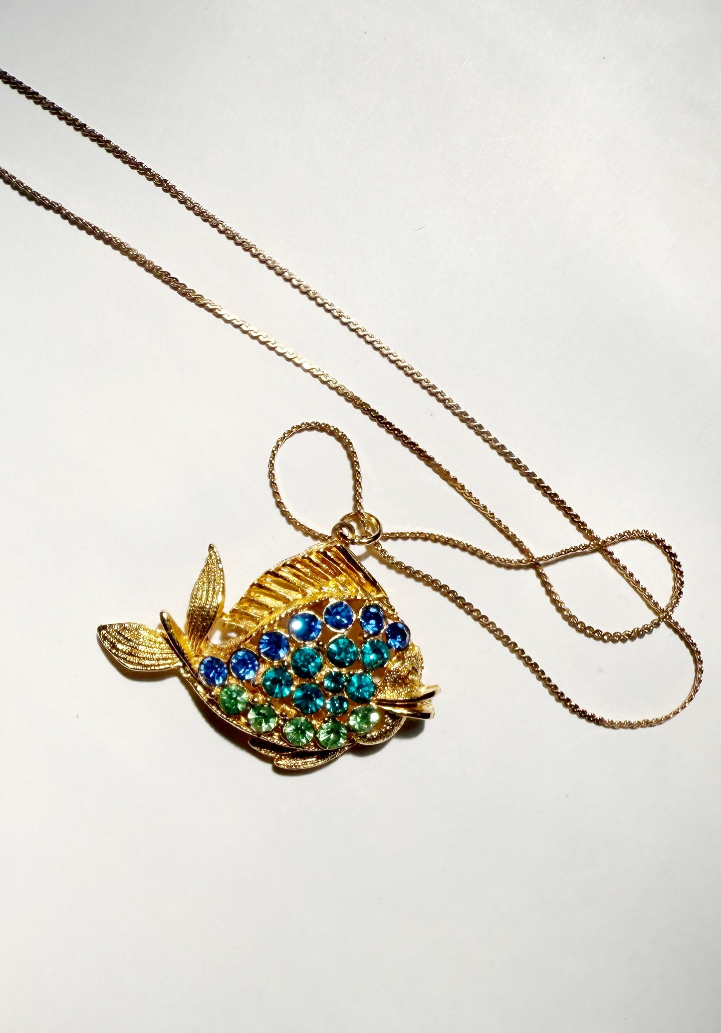 Rhinestone fish necklace