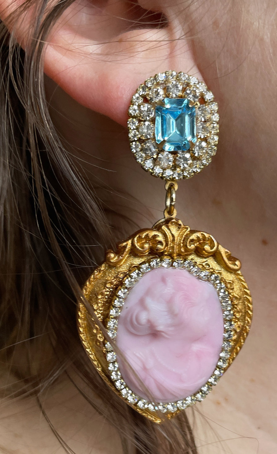 Miniature Marvels gallery wall cameo earrings