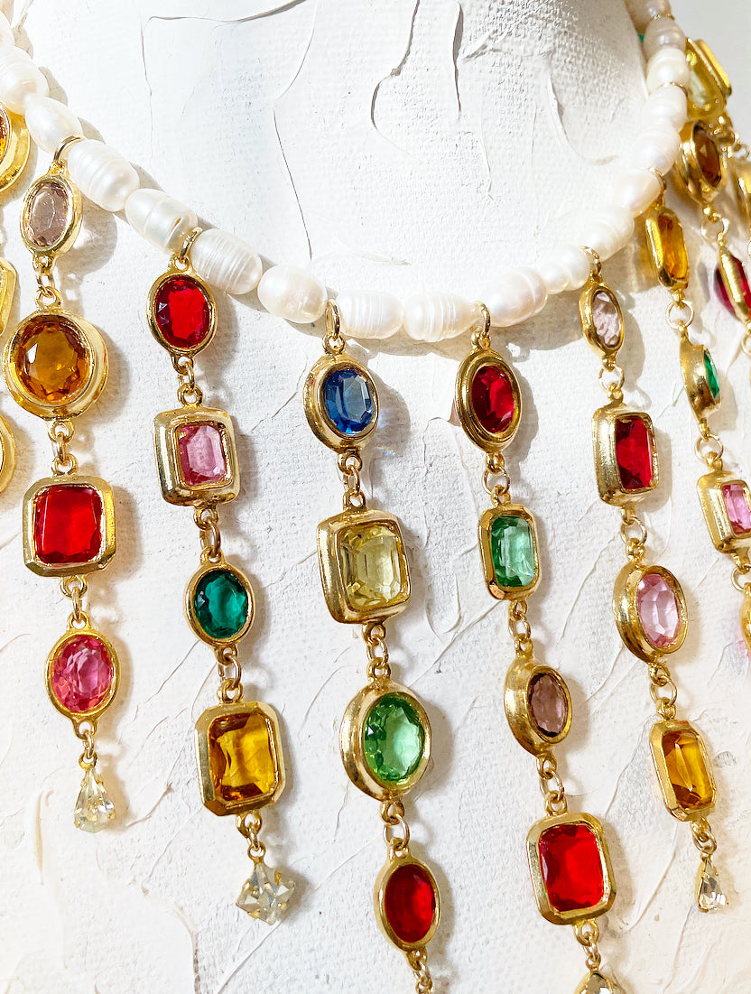 Stained glass waterfall necklace
