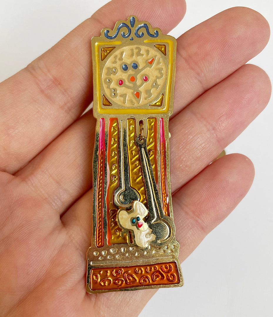Vintage grandfather clock earrings and brooch set