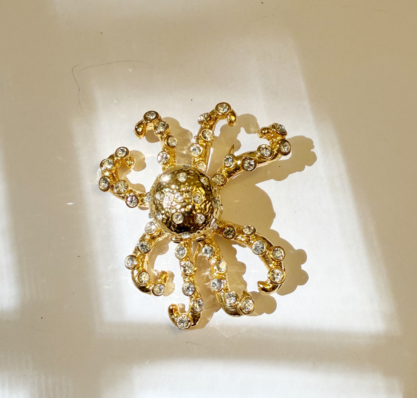 Vintage rhinestone octopus brooch
