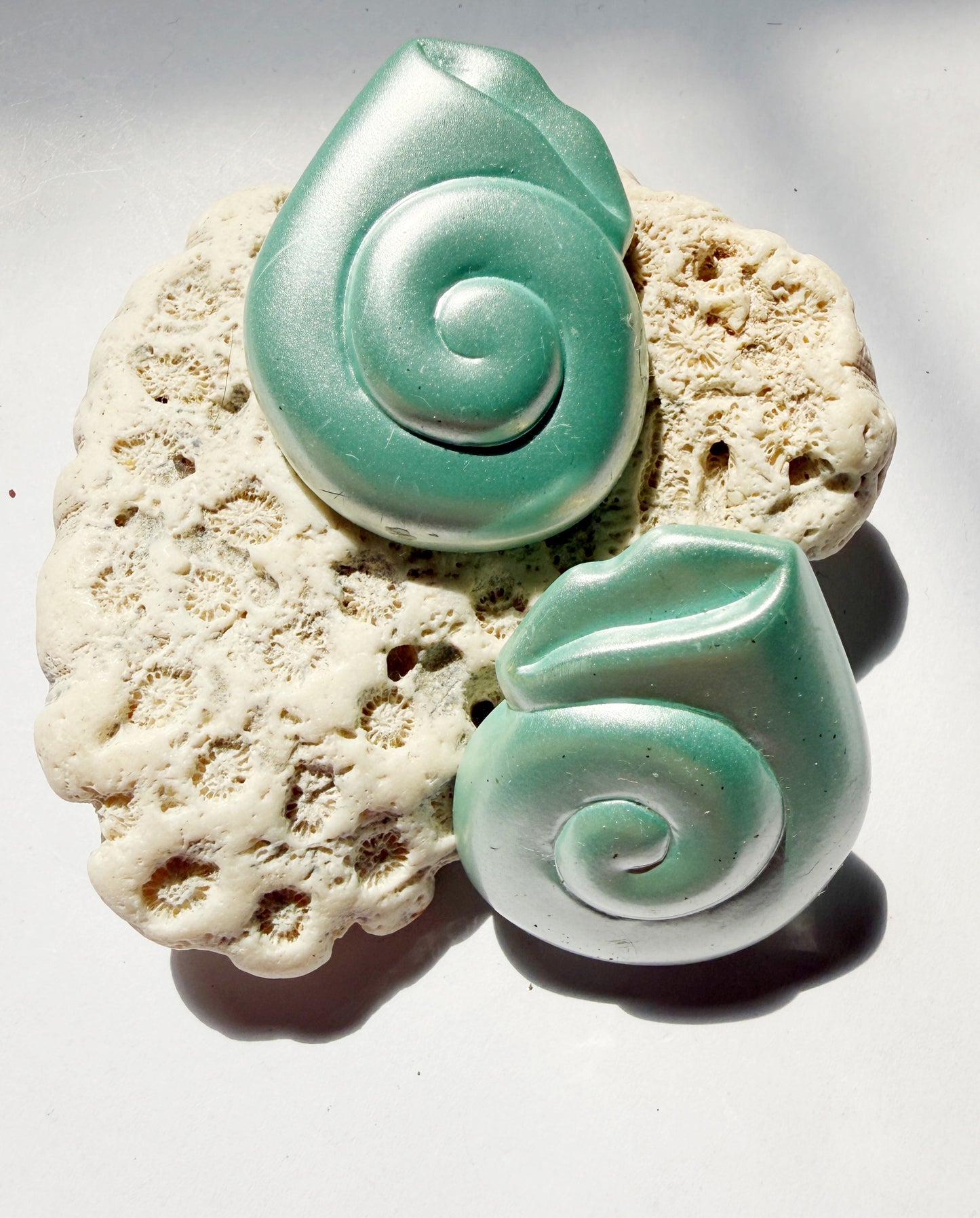 Vintage pearly teal shell studs