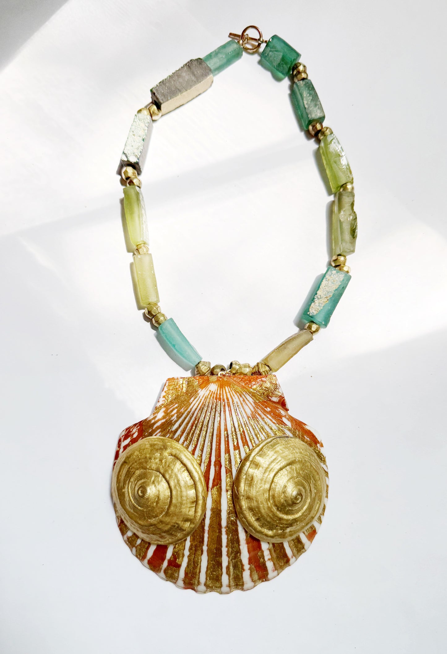 Gilded shell glass necklace