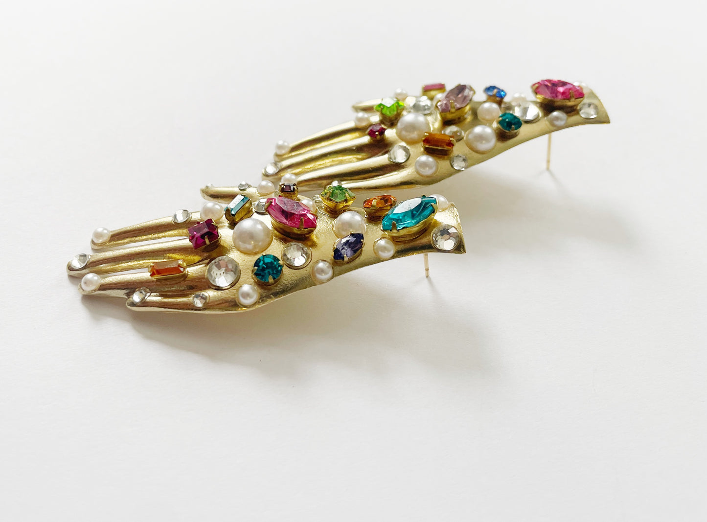Confetti rhinestone ceramic hand earrings