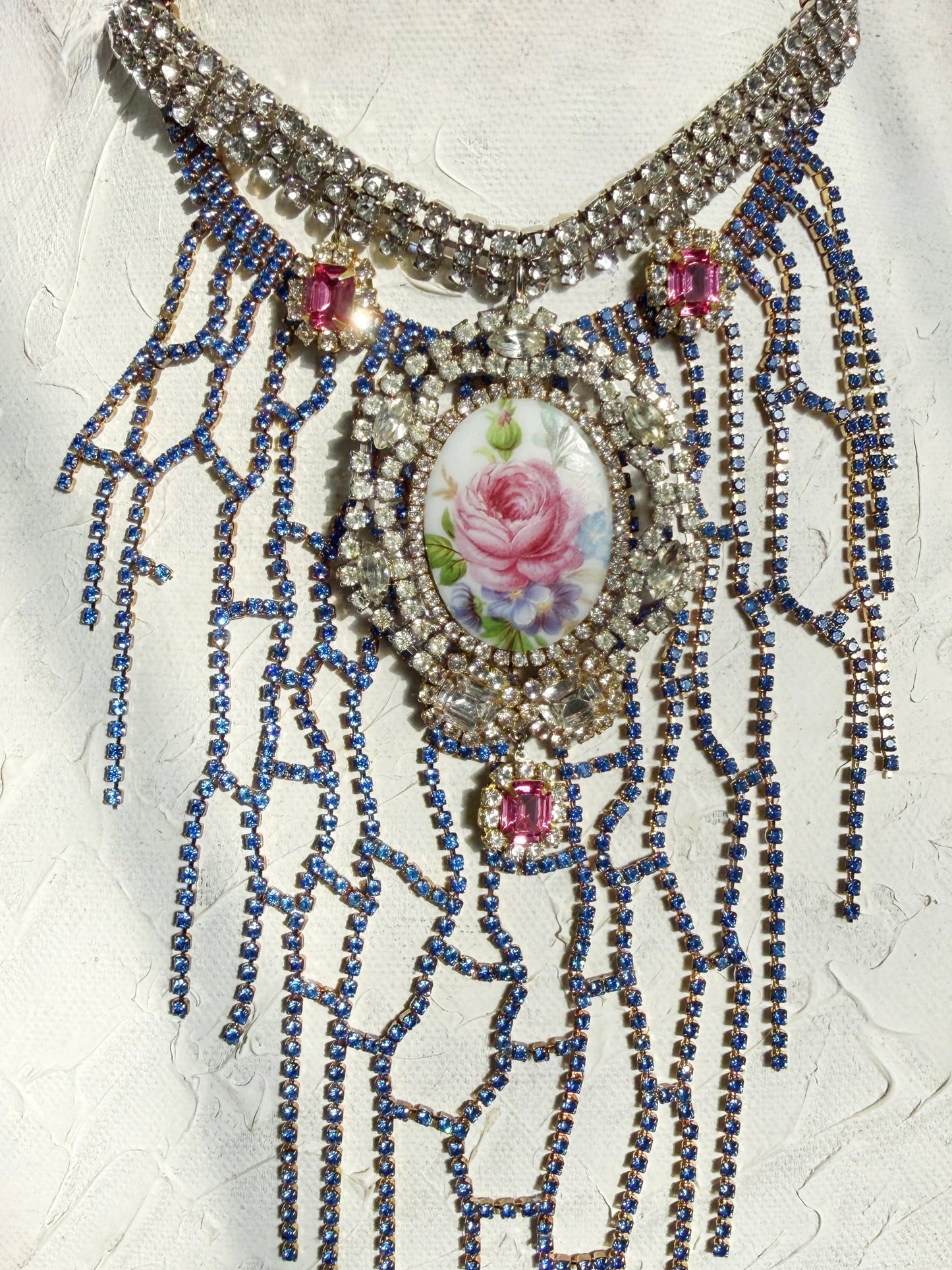 Rose garden rhinestone necklace