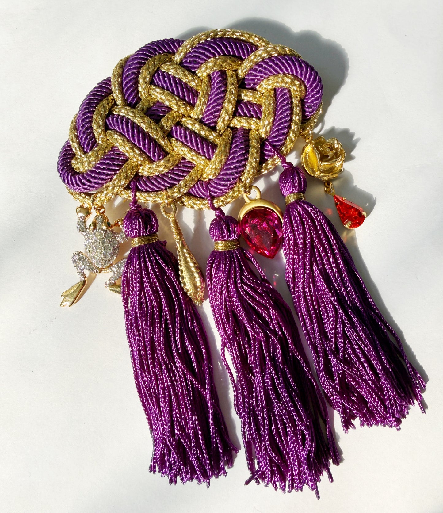 Purple rain tassel brooch