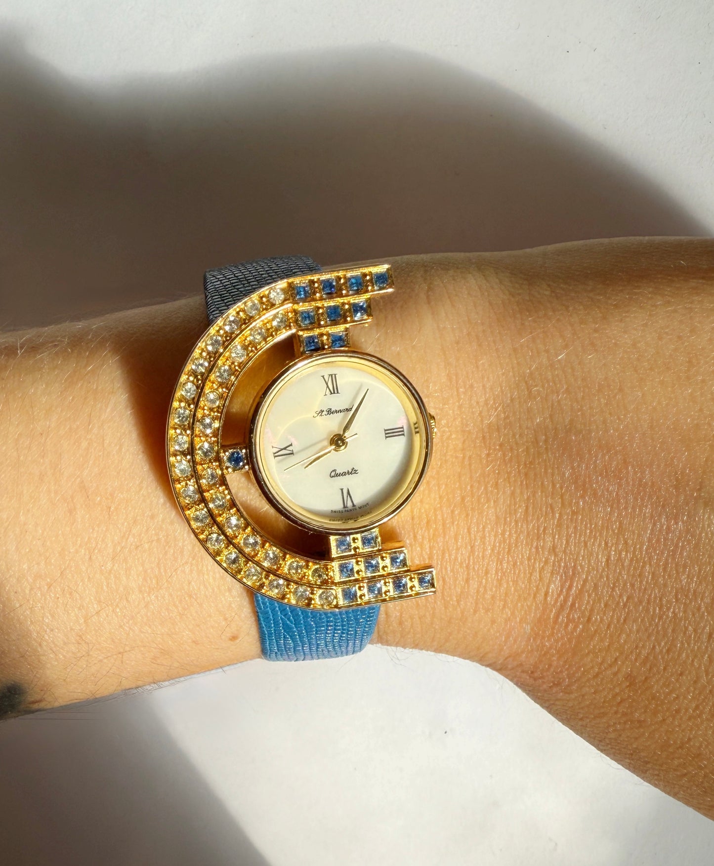 Vintage blue rhinestone watch