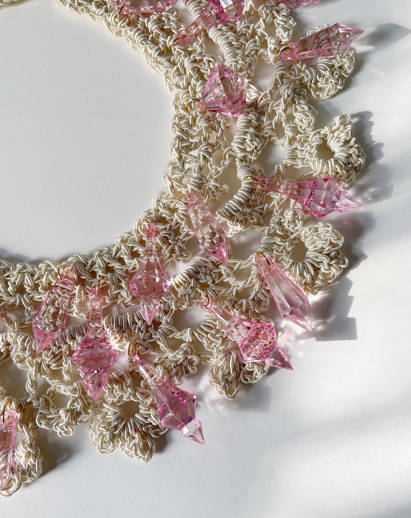 Pink chandelier bib necklace