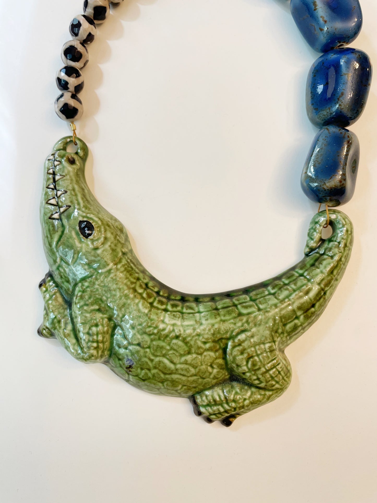 Chunky stone alligator necklace