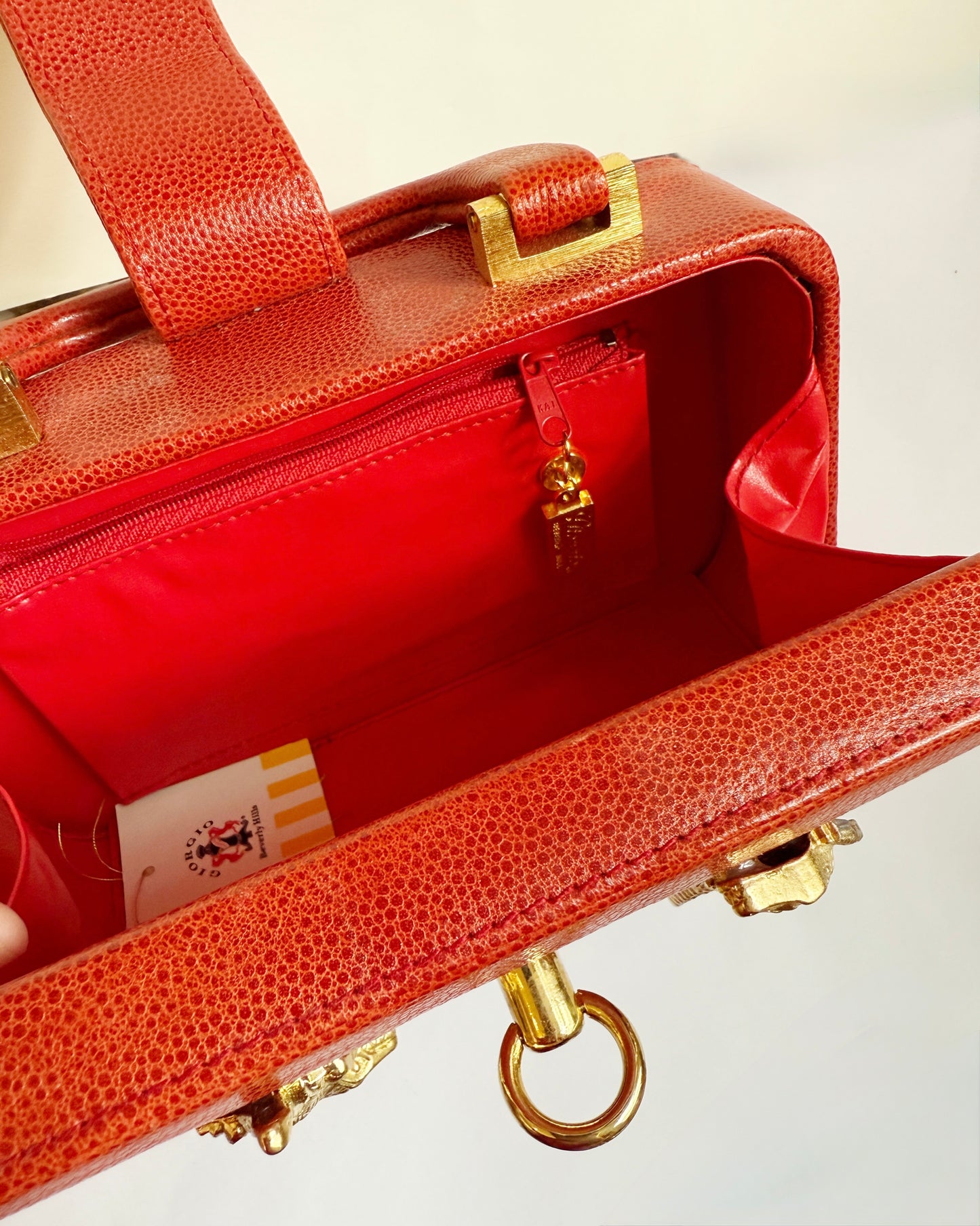 Vintage red leather alligator purse