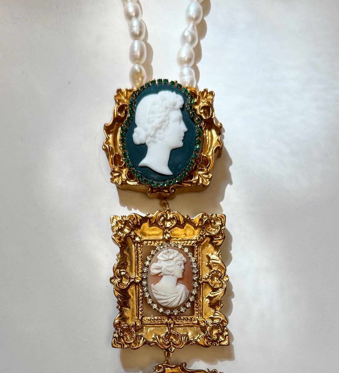 Cameo gallery wall tie necklace