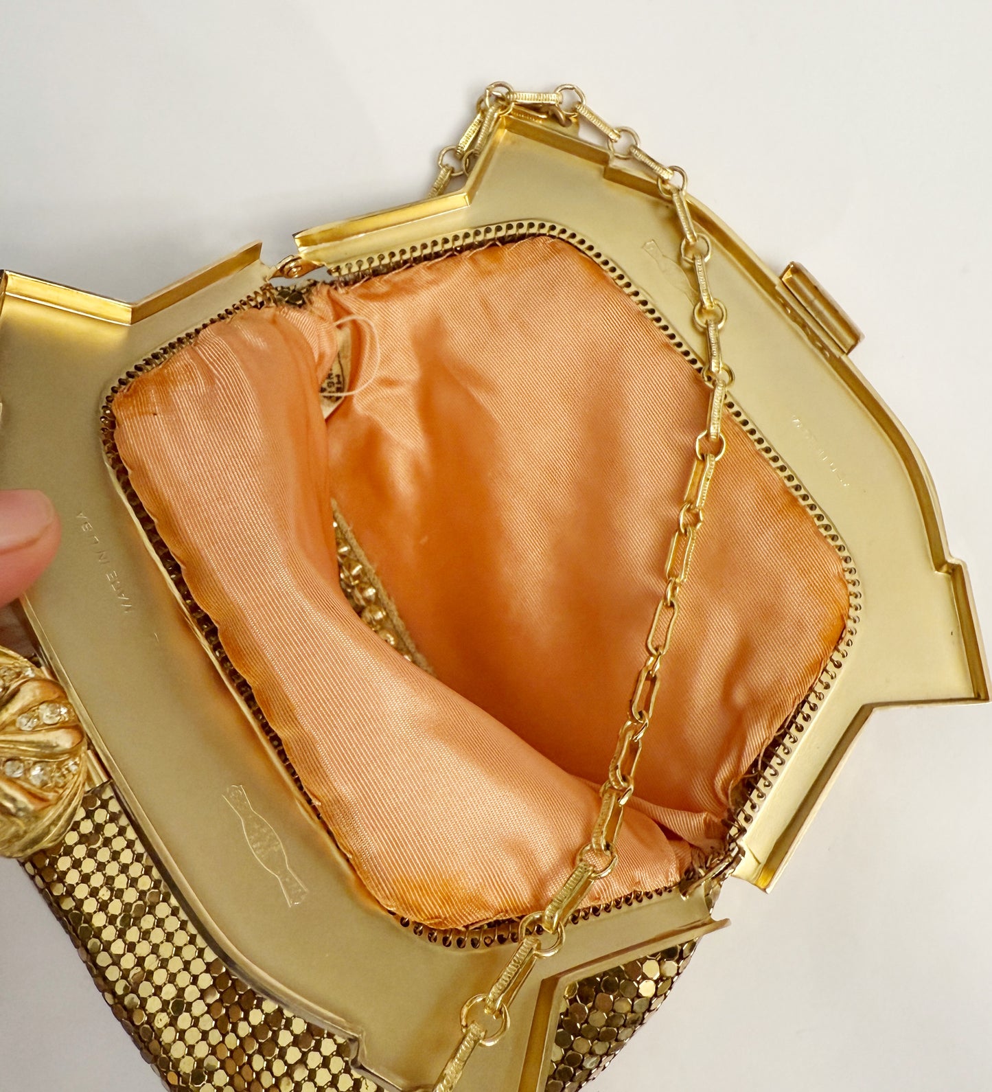 Ode to the master CRYBABY gold mesh purse