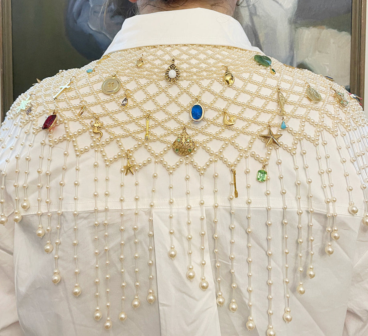 Vintage statement pearl charm capelet