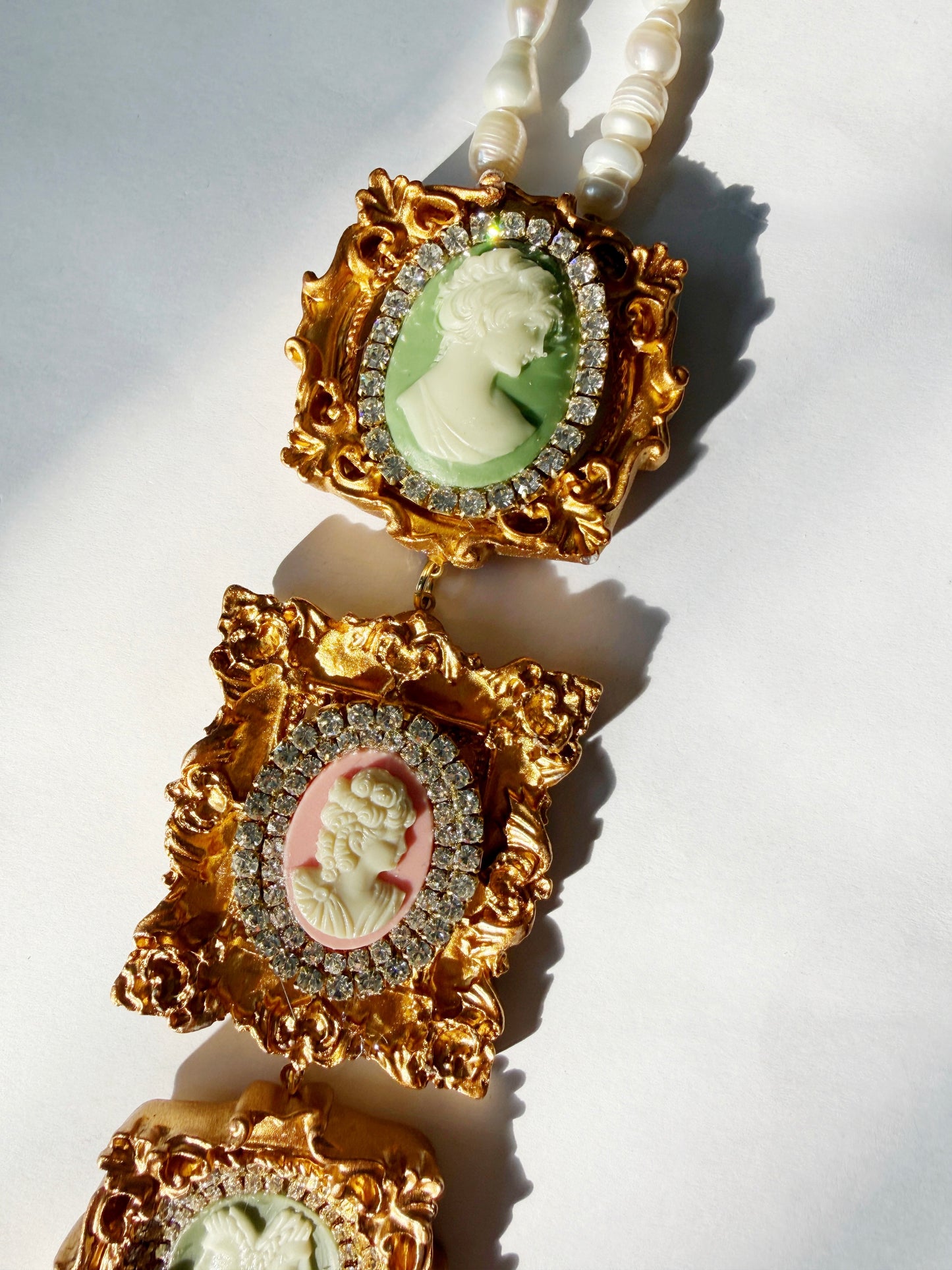 Cameo gallery wall tie necklace