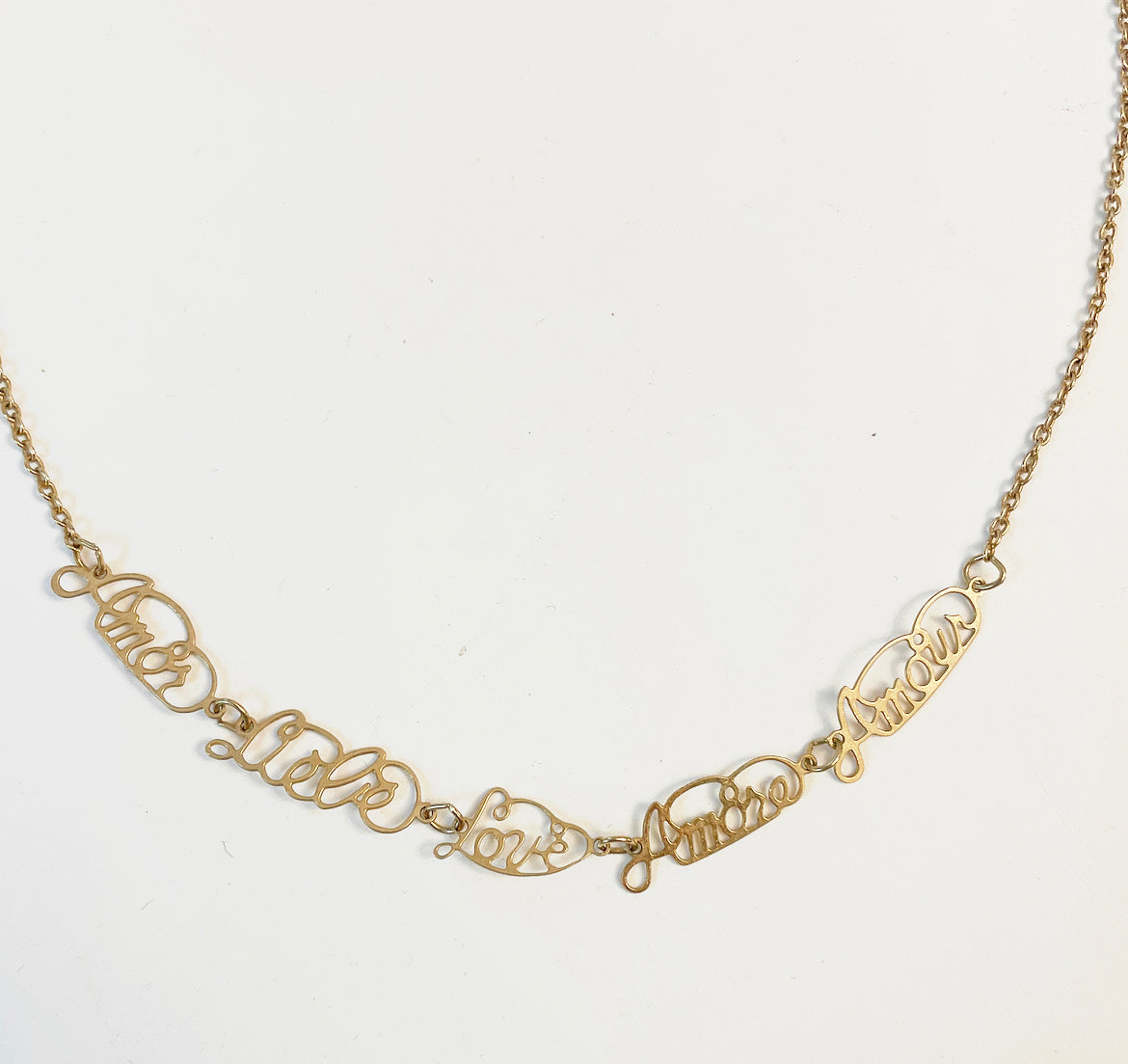 Vintage love language necklace