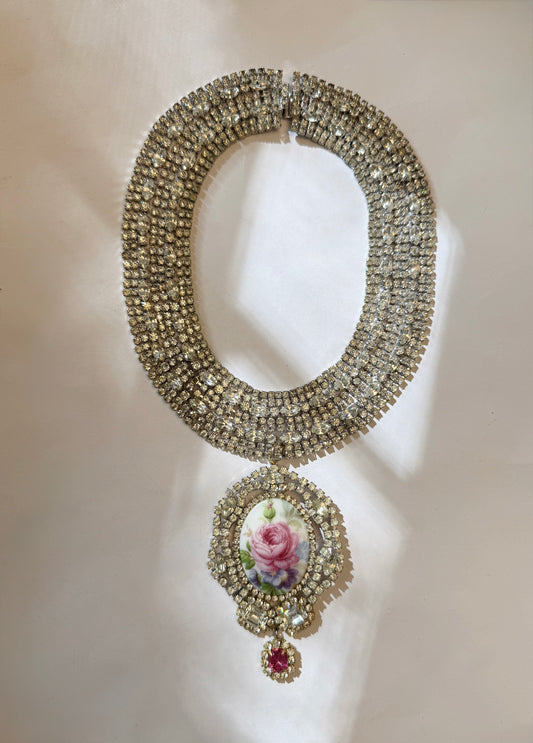 Rose garden rhinestone necklace
