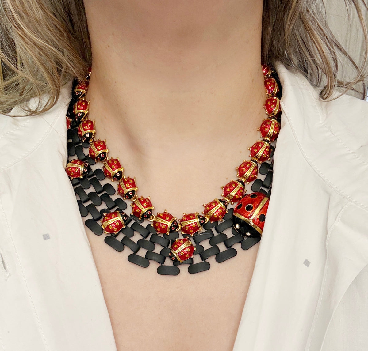 Ladybug lucky duo necklace set