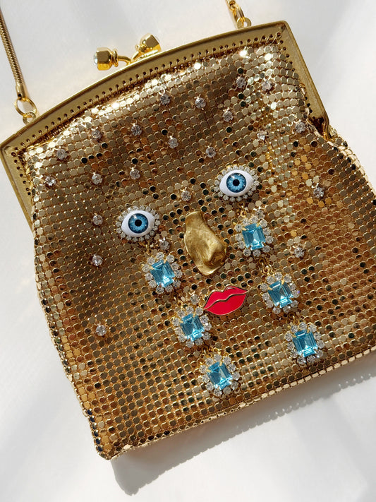 Ode to the master crybaby rhinestone mesh purse