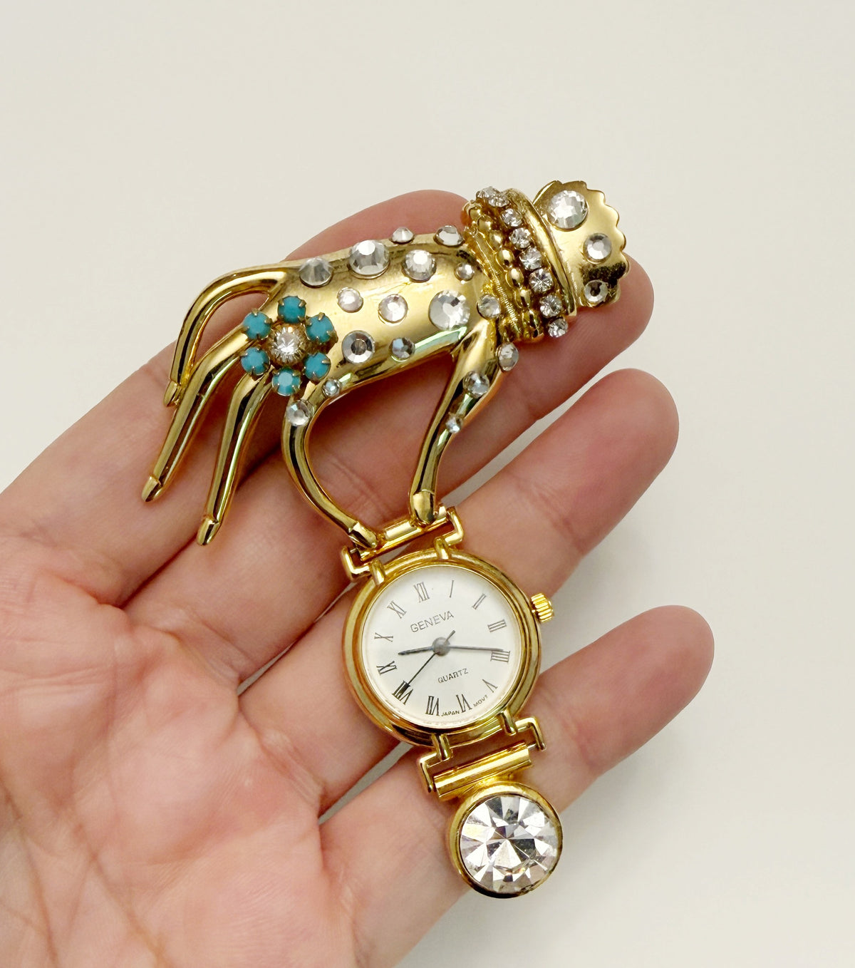 Vintage revival hand watch brooch