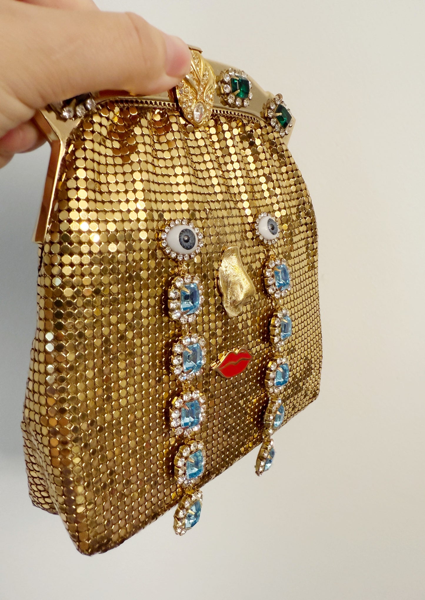 Ode to the master CRYBABY gold mesh purse