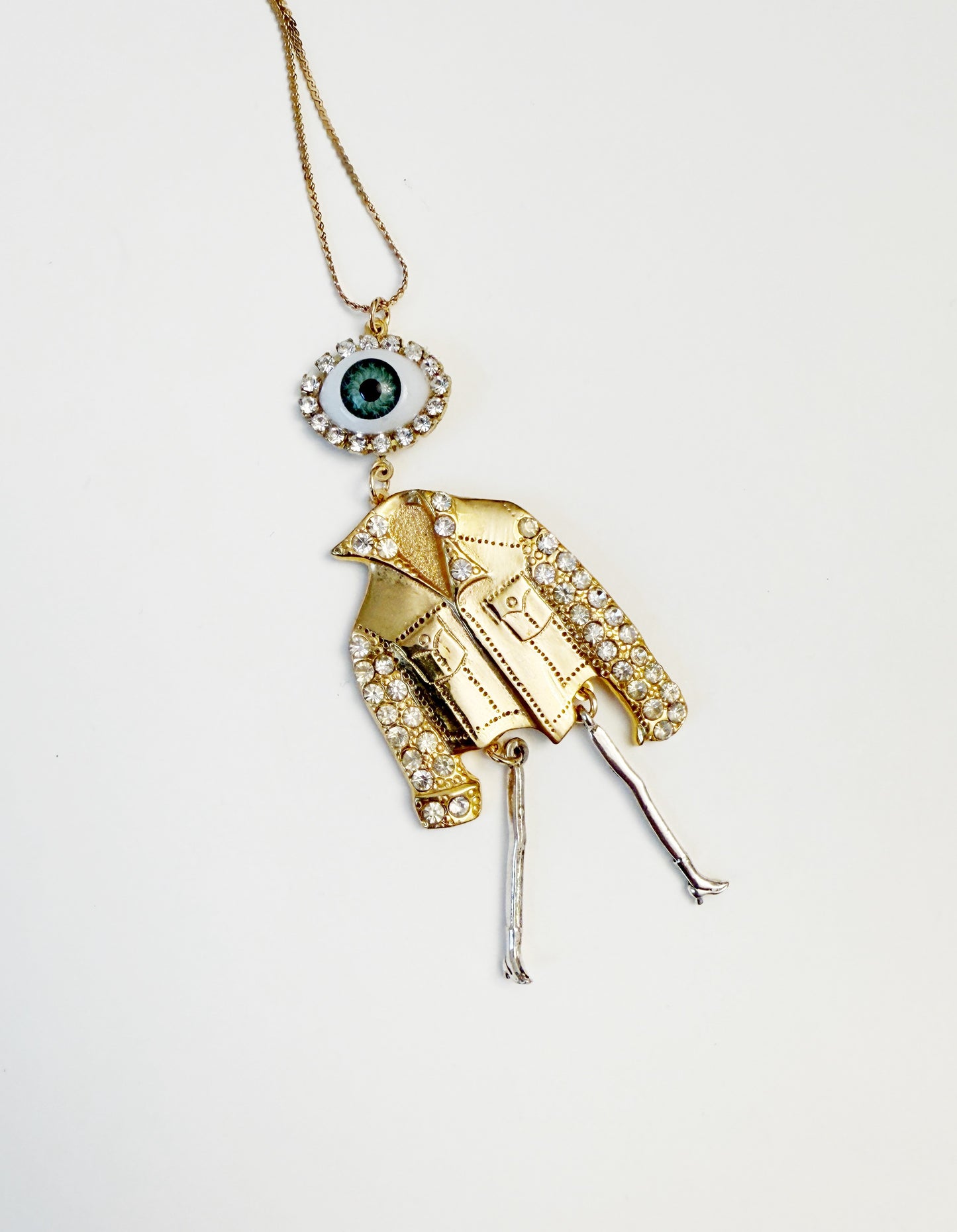 Denim lyfe pendant necklace