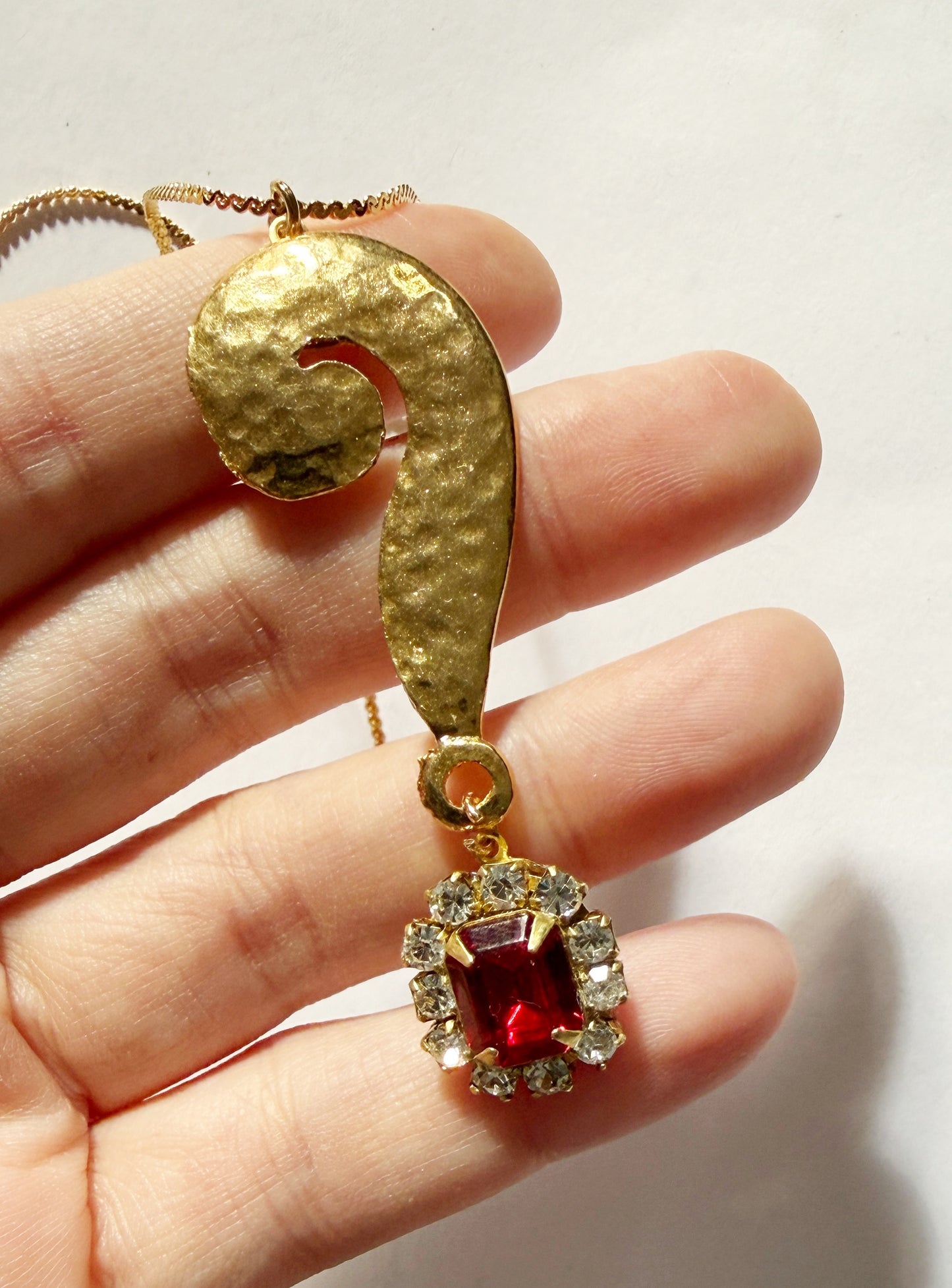 Rhinestone question mark necklace