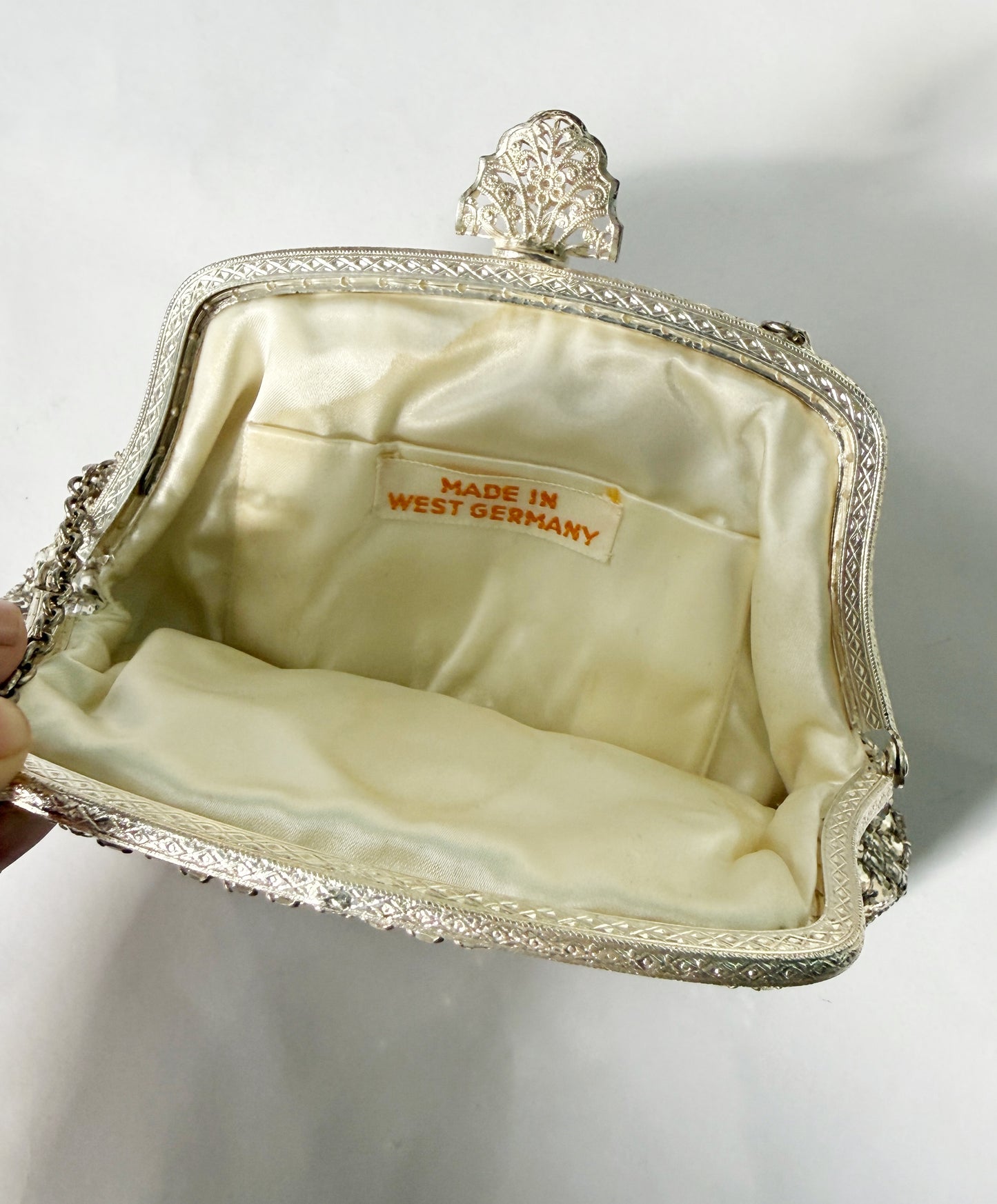 Ode to the master crybaby silver rhinestone purse
