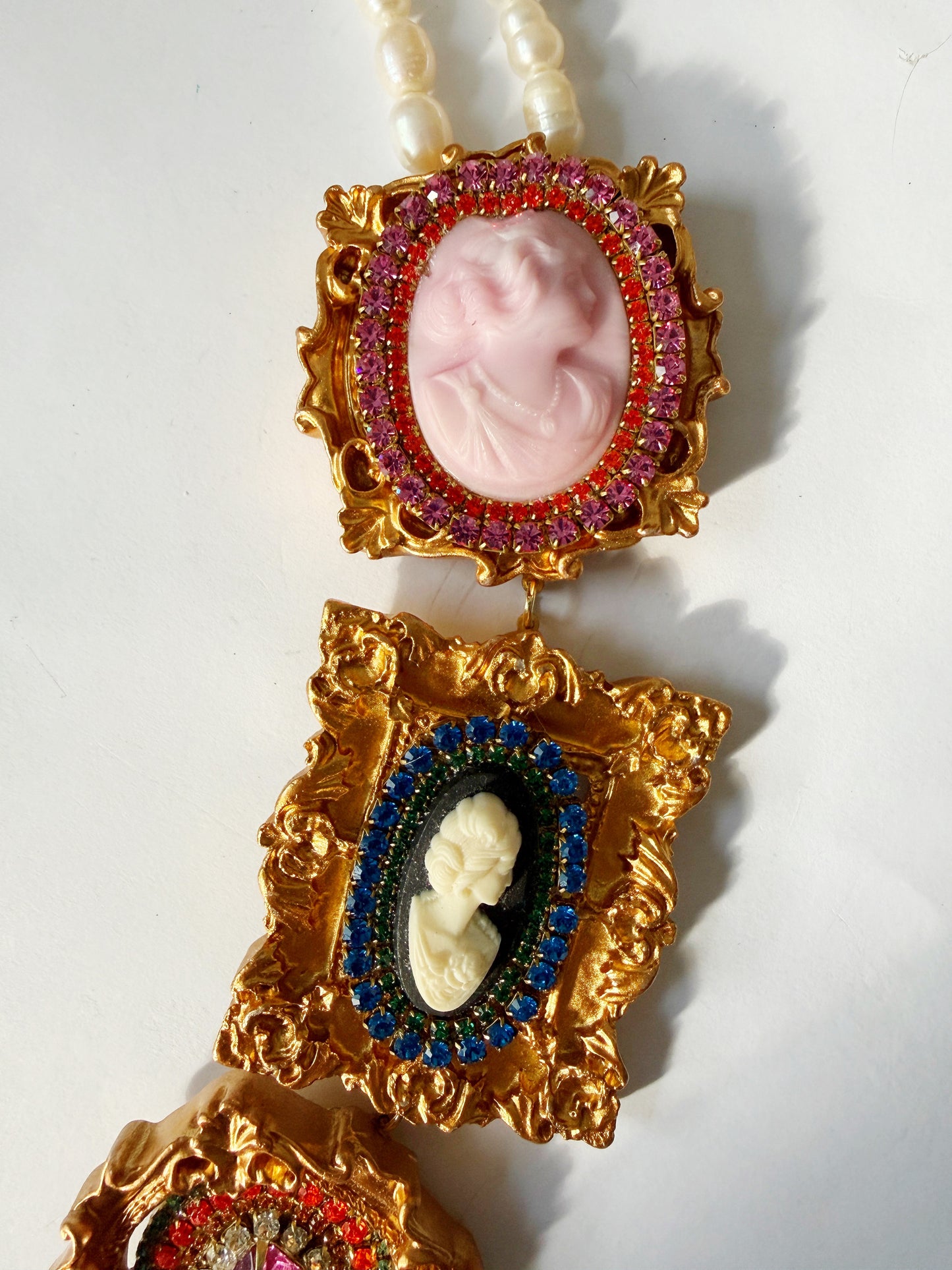 Cameo gallery wall tie necklace